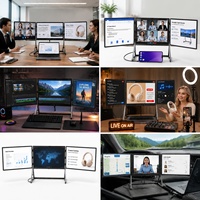 Moniteur pliable triple 16 pouces en alliage d'aluminium, rétroéclairage professionnel, moniteur portable pour ordinateur portable, trader boursier, programmeur, bureau