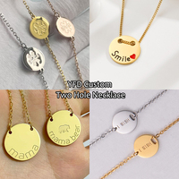 Collier de disque rond gravé personnalisé en acier inoxydable Bijoux de tous les jours Collier d'amitié de disque personnalisé en or 18 carats pour femmes