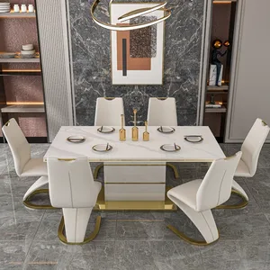 Mobiliário sala de jantar moderna nórdica, 4 6 lugares mesa de jantar mdf mesa de jantar e cadeira