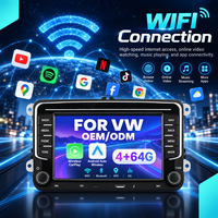 Autoradio Android 7 pouces pour tableau de bord VW, 4 Go de RAM, 64 Go de ROM, écran tactile, GPS intégré, WiFi, lecteur multimédia stéréo USB
