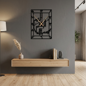 Modern Metal Wall Clock <b>Square</b> Abstract Geometric Design Silent Quartz Analog Hanging Living Room Decor - Product Image 4