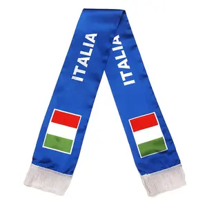 Ek 2024 Italië Goedkope Glanzende Polyester Sjaal Italiaanse Supporter Satijnen Sjaal