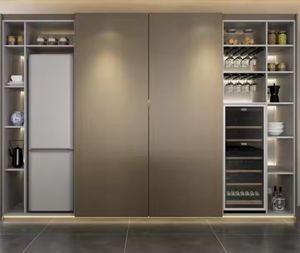 Gabinete de Cocina de Madera Marrón de Alto Brillo Personalizado de Lujo con Vidrio - Product Image 3