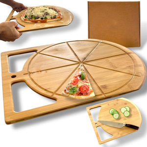 Bandeja de bambú para pizza con asa, tabla de servir de madera de 12 pulgadas para pizza y postres, uso en restaurantes - Product Image 2