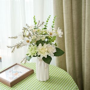 Ramo de Dalias Artificiales Wanyi, Flores Mixtas de Plástico y Tela Tejida, Decoración de Boda Estilo Ins, Planta Verde Transfronteriza - Product Image 1