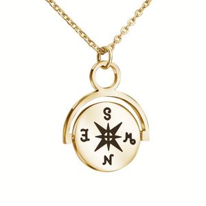 Collier personnalisé avec gravure de lettre, pendentif boussole rotative en acier inoxydable - Product Image 1
