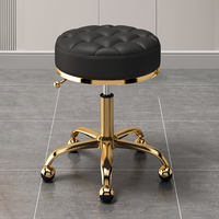 Tabouret roulant doré pour manucure, tabouret de massage pour pédicure, chaise pivotante ronde en cuir PU pour salon et spa