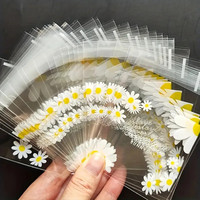 Sacs transparents auto-adhésifs en OPP Daisy Small, emballage cadeau pour bijoux, accessoires pour cheveux, pinces à cheveux, élastiques à cheveux, anniversaires, fêtes de thé