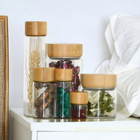 Pot en verre hermétique de qualité alimentaire avec couvercle en bambou pour stocker des capsules de vitamines, des comprimés, des poudres, des pots hermétiques