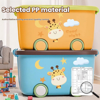Grande boîte de rangement pour jouets d'enfants, empilable, pour vêtements et jouets, organisateur en plastique, design de dessin animé, bac de rangement avec roulettes