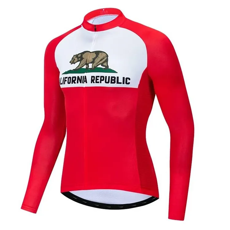 California Long sleeve Cycling Jersey Customized Road Mountain Race Top Light weight Earth-Friendly cycling bike jersey