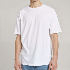 T-shirt décontracté en coton 100% vierge de haute qualité, personnalisable avec logo imprimé, blanc, col rond, tricoté, 210 grammes – Stock disponible - Product Image 1