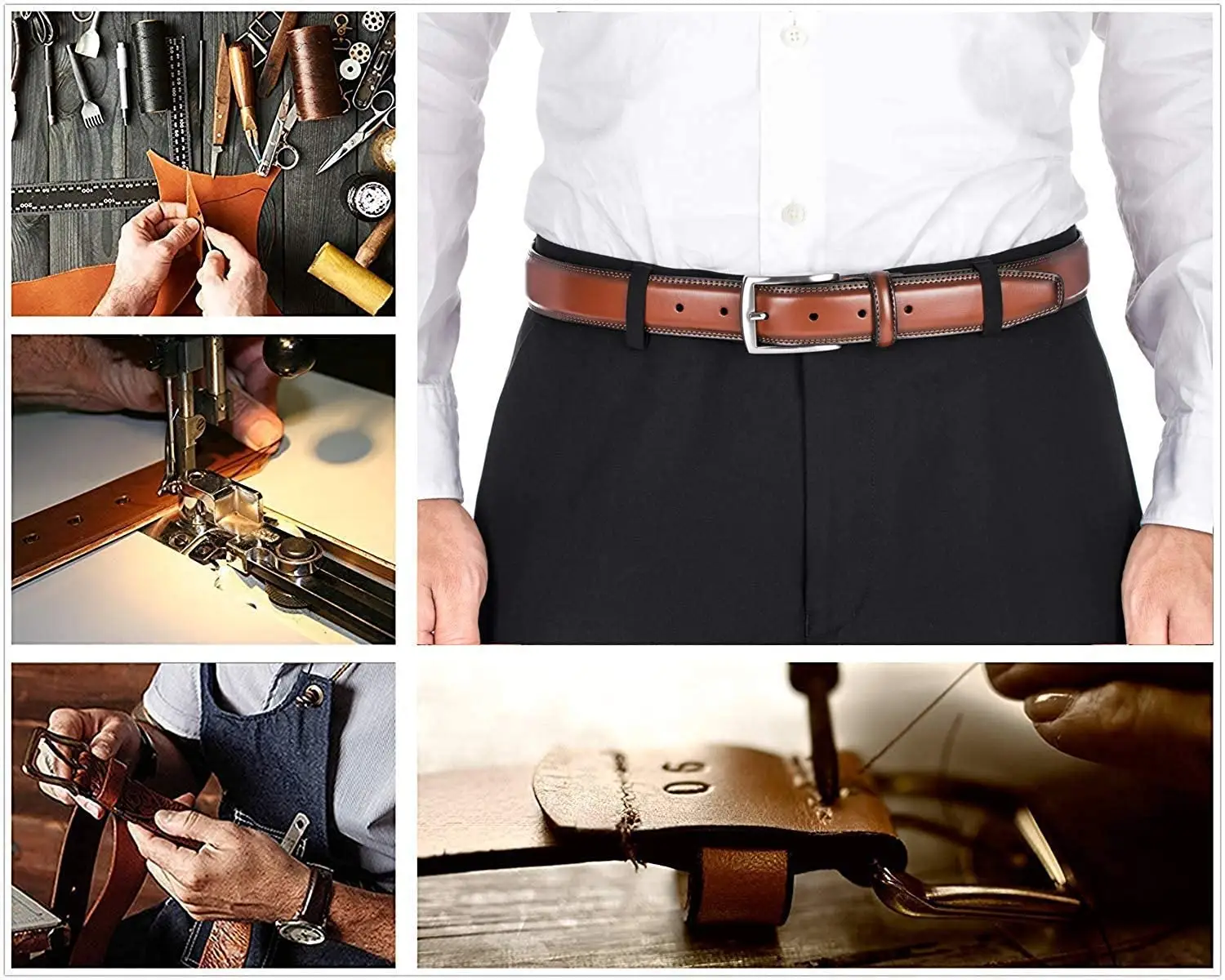 Cinturón de cuero de ganado de lujo con hebilla de aguja vintage clásico para hombre superventas personalizado