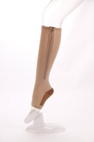 Bas de compression tricotés de haute qualité, mi-cuisses, avec fermeture éclair à revers, 15-20 mmHg, pour varices