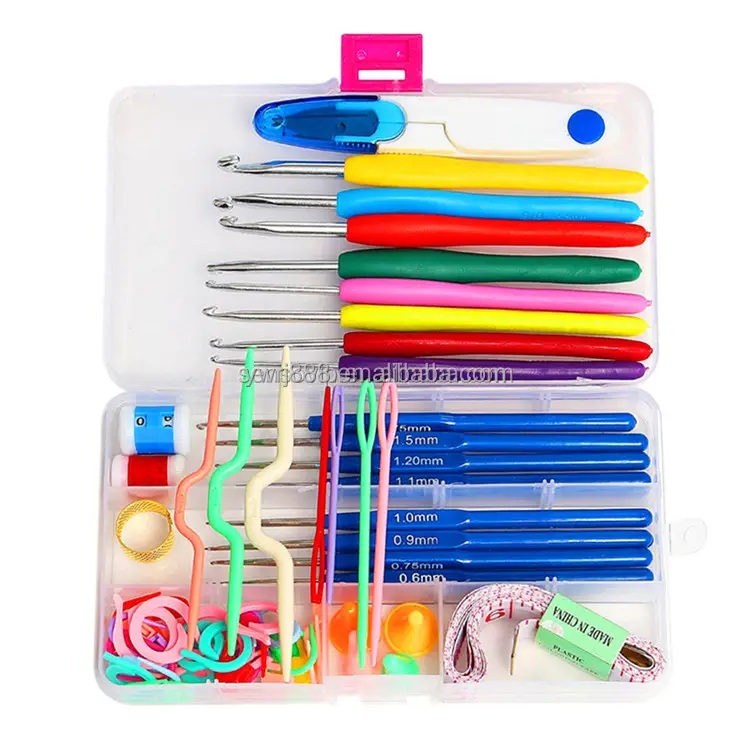 57 in 1 Full Set DIY 16 sizes Crochet Hooks Needles Stitches Knitting Craft Case Weaving Tools Sewing Tools