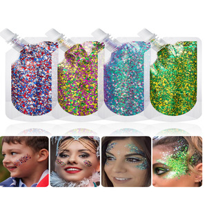 Vente en gros de grosses paillettes auto-adhésives en gel pour le maquillage des fards <span class=keywords><strong>à</strong></span> paupières, logo personnalisé de paillettes pour le visage et le corps - Product Image 3