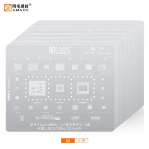 Pochoir AMAOE MI BGA pour <span class=keywords><strong>Xiaomi</strong></span> Redmi Poco Series 1/19 pièces chauffage direct trous carrés CPU IC puce équipements de téléphone portable - Product Image 1