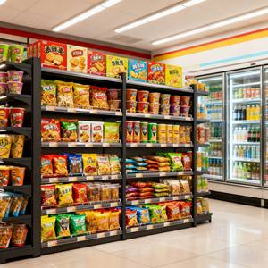 Supermarkt schappen, zware metalen rekken met 3D-indeling voor supermarktketten - Product Image 1