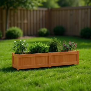 Jardinera de madera de pino macizo de 59.1x12.2x12.2 pulgadas, rectangular, para exteriores, estilo rústico. - Product Image 2