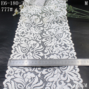 Bán Buôn 22Cm Đàn Hồi Rỗng Hoa Ngà Trắng Ren Trim Spandex Nylon Căng Ren Vải Cho Hoa Đồ Lót May Mặc - Product Image 3