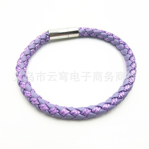 Blue And White Braided Cord <b>Bracelet</b> 6Mm Single Layer Magnetic Clasp Unisex Jewelry Accessory - Product Image 2
