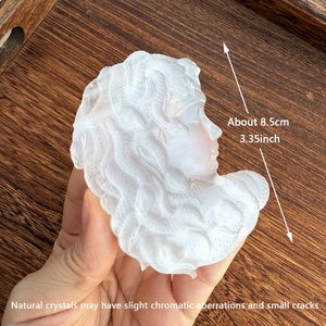Natural Crystal Carved Figurine Crystal Carvings Selenite Medusa Head Carving Feng Shui Home Decoration - Product Image 4