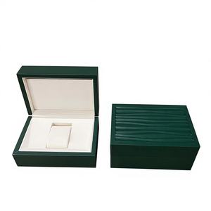 Boîte de présentation de montre de luxe originale haut de gamme en bois écologique, ensemble de rangement cadeau rectangulaire vert vague - Product Image 1