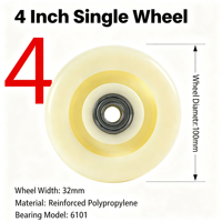 Ensemble de roulettes en nylon de 4 pouces, couleur beige clair, type plat, roulement à billes, sans frein, 95×65 mm, plaque de base, options fixes ou pivotantes