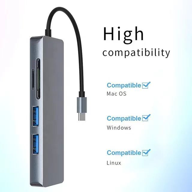 USB Hub Type-C 5-in-1 Docking Station 2.0 for 2.0 Mobile Phones Gaming Consoles ROG Handheld Devices ABS Material Stock