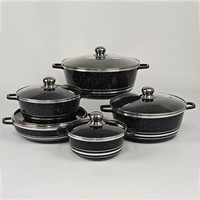 Ensemble de casseroles en alliage d'aluminium OEM ODM de 10 pièces avec poignée amovible, revêtement antiadhésif pour la maison, le restaurant et la cuisine