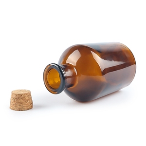 Boticario de boca pequeña 125ml 250 botella de almacenamiento de <span class=keywords><strong>Farmacia</strong></span> de laboratorio de vidrio ámbar con corcho - Product Image 5