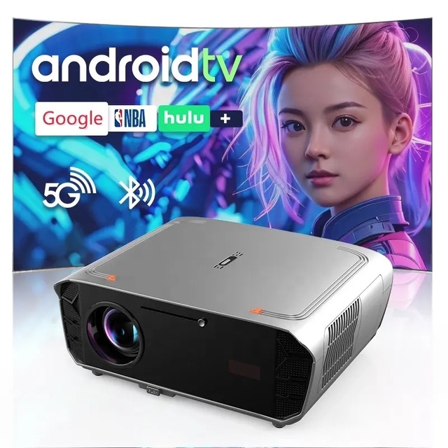 CAIWEl Auto Focus/Keystone 4K 1850ANSI Google TV Home Projector with HIFI STEREO Dual-Band WiFi Prime Apps & 8000+ Apps