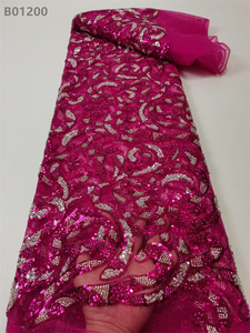 Tissu en dentelle <span class=keywords><strong>vert</strong></span> <span class=keywords><strong>sauge</strong></span> avec paillettes, <span class=keywords><strong>tulle</strong></span>, perles et sequins brodés - Product Image 4