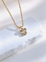 Pendentif Lerca en or 18 carats bicolore multi-usages avec fermoir, motif trèfle, cœur, papillon, diamant de laboratoire de 0,5 ct
