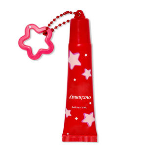 Tubo de brillo labial de plástico rosa de 15 ml para esencia, tubo cosmético para lápiz labial con cadena de cuentas perforadas, tubos de brillo labial con dijes - Product Image 1