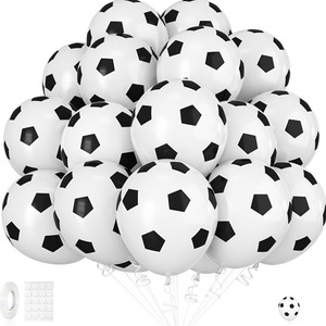 Lot de 30 ballons à l'hélium imprimés football noir, vert et blanc de 12 pouces pour fête d'anniversaire de garçons - Product Image 6