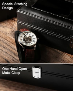 Premium Quality Rectangle 6-Slot Display Watch Storage Case Box <b>Men</b> <b>Valentine</b> <b>Gift</b> Protective Recycled Materials - Product Image 2