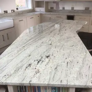 Popular River White Natural Granite Countertops Table Worktops for Kitchen Bathroom Polished Customize Edges