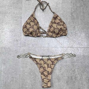 Costume da Bagno da Donna <span class=keywords><strong>di</strong></span> <span class=keywords><strong>Lusso</strong></span>, <span class=keywords><strong>Bikini</strong></span> Firmato con Top a Triangolo e Catena, Sexy da Donna - Product Image 1