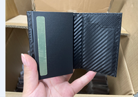 Tempat kartu kulit Pu magnetis pemblokir RFID dompet penyimpan kartu Visa Bank serat karbon dengan Magnet logam aluminium Bo grosir