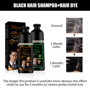 Shampoo colorant capillaire rapide Disaar noir et brun à l'aloe vera pour cheveux gris – 2 types de shampooings colorants noirs en gros - Product Image 6