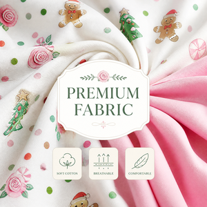 Abito Natalizio Rosa per Bambine Puresun con Stampa Omino <span class=keywords><strong>di</strong></span> Pan <span class=keywords><strong>di</strong></span> Zenzero e Menta, Maniche Lunghe e Volant, <span class=keywords><strong>Vestito</strong></span> Boutique per Feste Natalizie - Product Image 3