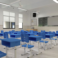 Chaise d'étudiant moderne monoplace en plastique avec bureau réglable pour centre de formation scolaire et salle de classe lecture