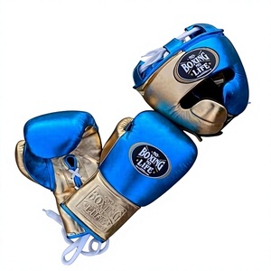 ถุงมือซ้อม MMA พรีเมียม บลูโกลด์  ไม่มีมวยไม่ใช่ชีวิต  ปรับแต่งได้ หนังแท้ น้ำหนักเบา ปิดแบบผูกเชือก  โลโก้สั่งทำได้ - Product Image 2