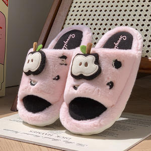 Quality Assurance Apple slippers Artificial Fur Lining Slipper Strap TPR Sole Kids slippers for Girls With Brand New - Product Image 5