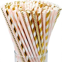 Lot de 150 bâtonnets à gâteau en papier biodégradable rayés verts de qualité supérieure en provenance de Chine pour mariages, anniversaires, fêtes