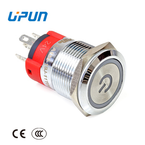 Nút nhấn kim loại chống nước LA130-19J-11tdp Nút chiếu sáng 19mm với biểu tượng nguồn, tự khóa IP65 - Product Image 3