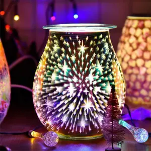 3D Fireworks Effect Touch Aromatherapy Machine Electric Wax Melter Smokeless Lamp Essential Oil Burner Aroma Accessories