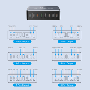 Chargeur USB multiple rapide Ilepo 70W <span class=keywords><strong>6C</strong></span> 2A 8 ports CE FCC ROHS PSE Electrkit pour téléphones portables – Meilleures ventes - Product Image 6