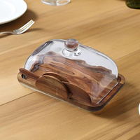 WDF couvercle en verre de bambou de haute qualité porte-beurre avec pelle plateau à Dessert Non toxique cuisine conteneur de stockage assiette à beurre